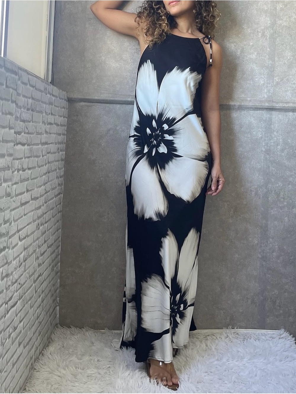 FARM Rio Black and White Floral Maxi Dress Size XS